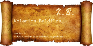 Kolarics Balázs névjegykártya