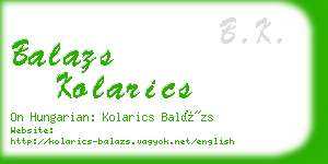 balazs kolarics business card